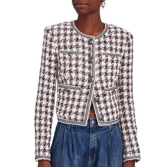 VERONICA BEARD CIRTANE HOUNDSTOOTH TWEED JACKET - Picture 3 of 12